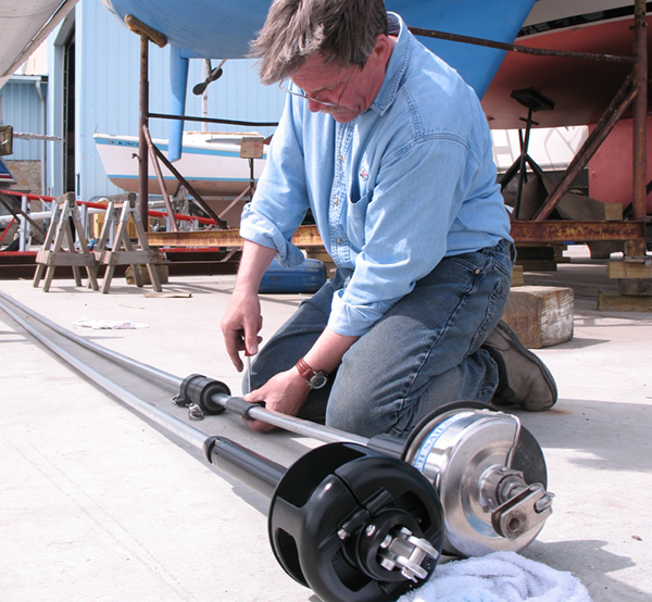Jim Bourne installing a Harken MKIII furler