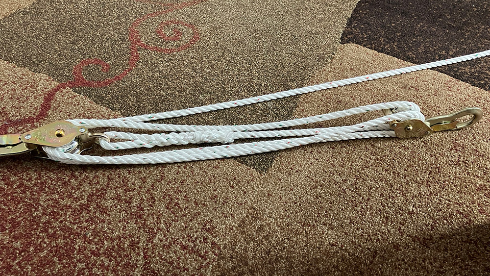 4:1 Block-and-tackle in 3-strand rope