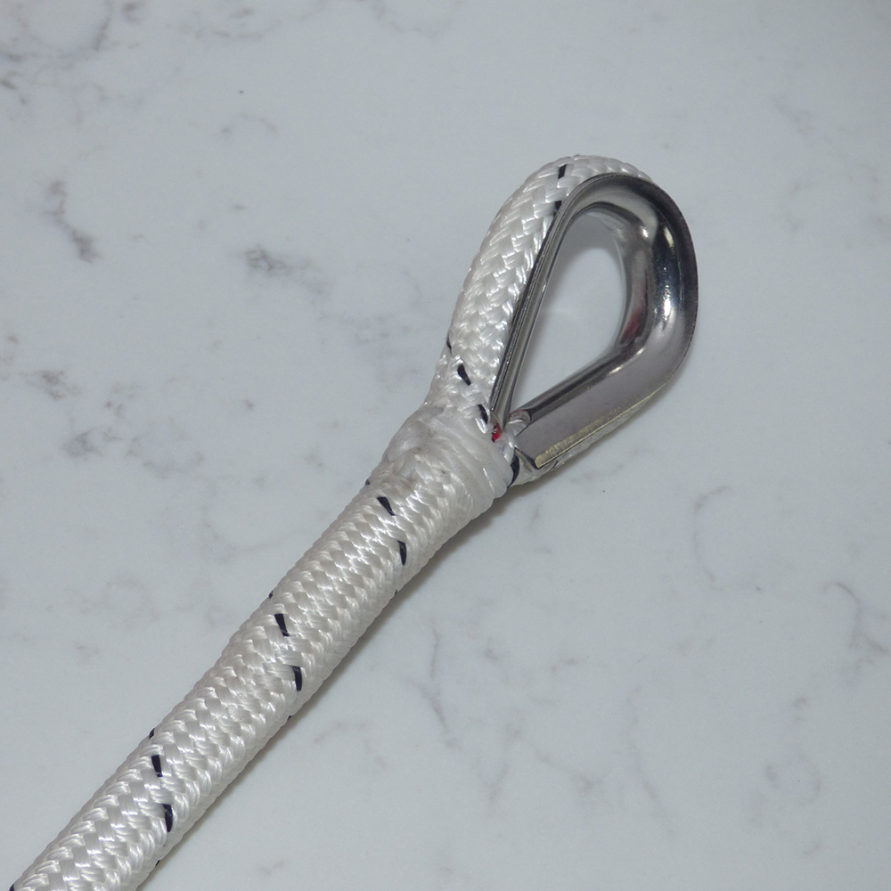 Double-braid spliced onto thimble